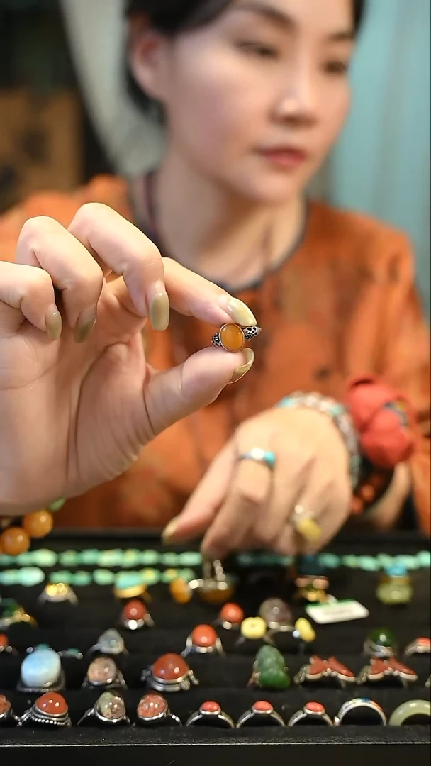 蜜蜡银S925镶嵌戒指紫* 定向 紫凌