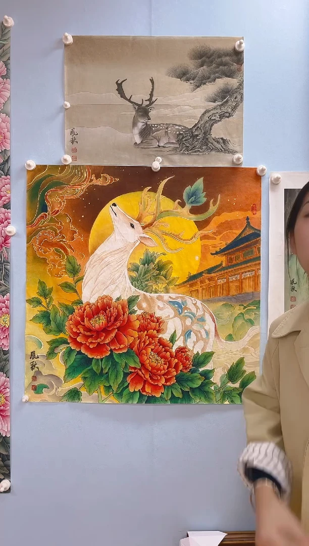 国画王***多徐凤秋老师一鹿生花