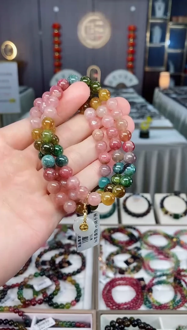 未镶嵌老矿碧玺三圈手串7mm+碧玺xion多样性发货一条