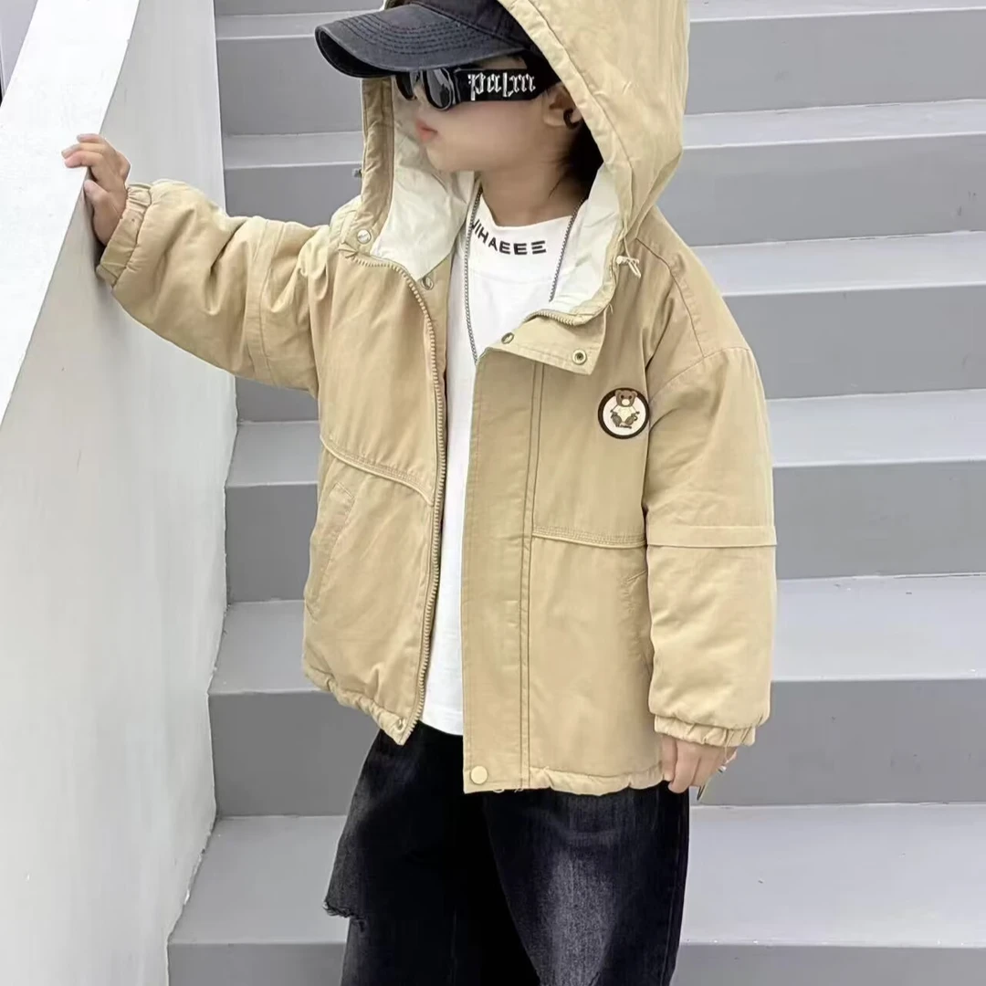 男童秋冬加厚棉服外套连帽韩版秋季洋气时尚儿童外套