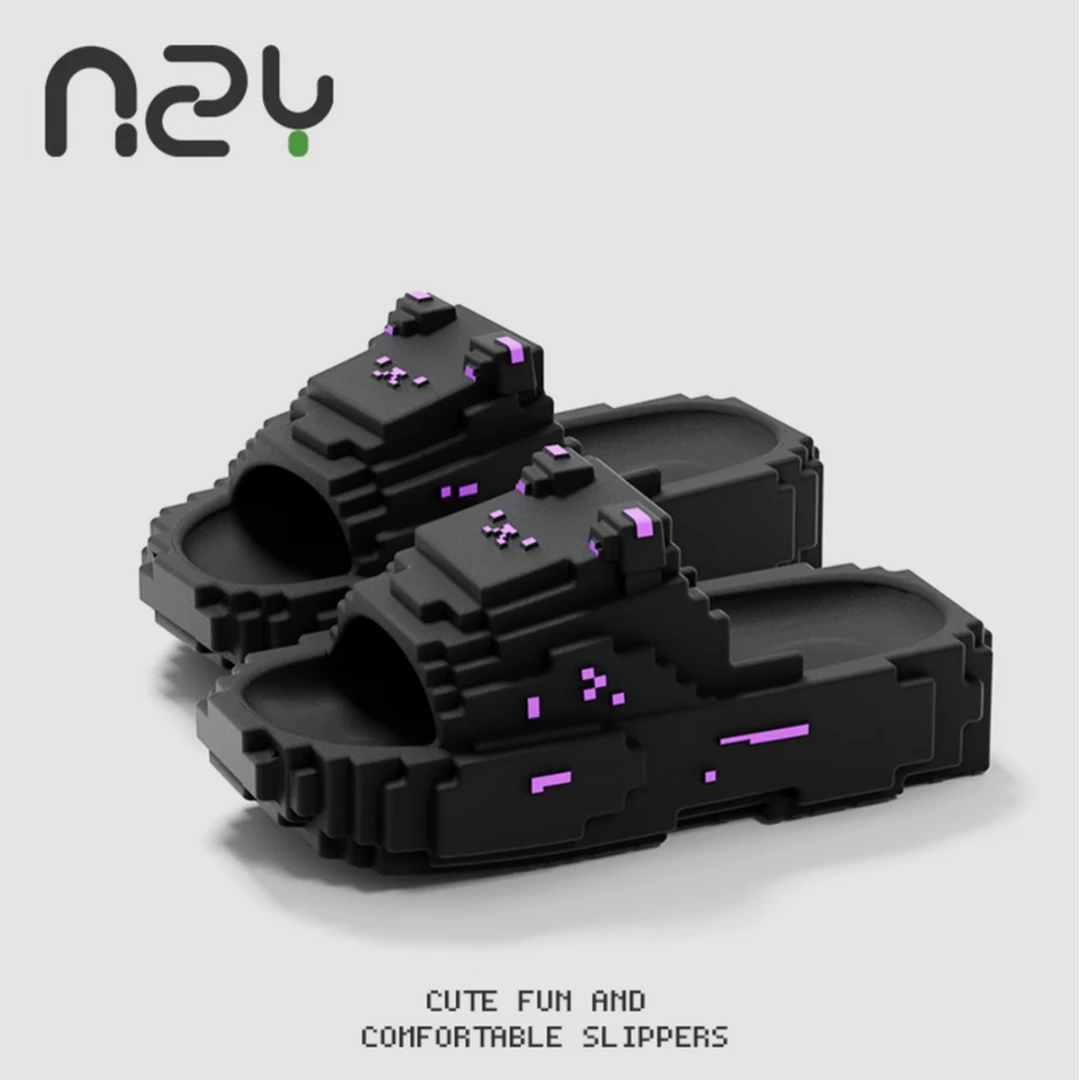 英孩像素风积木拖鞋女夏季新款外穿居家室内EVA防护厚底情侣ins
