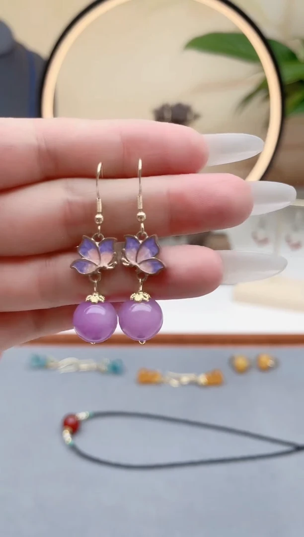 玛瑙/玉髓耳饰银S925镶嵌6281