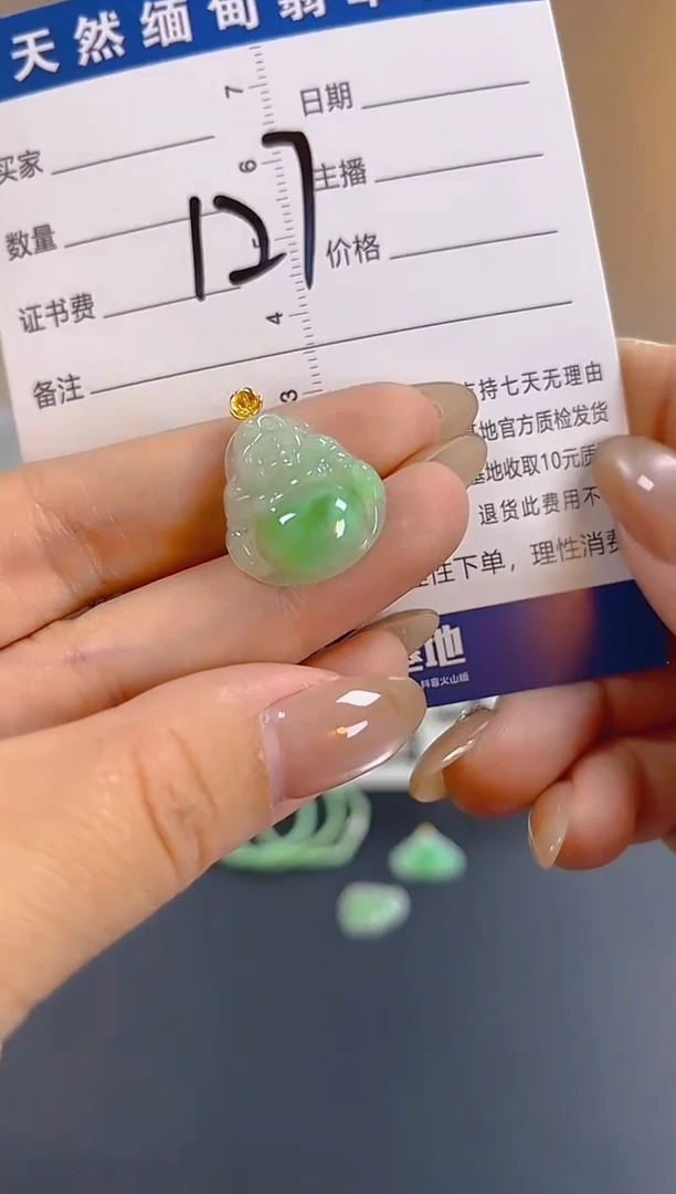 颈饰18K金镶嵌翡翠纯天然缅甸翡翠A货
