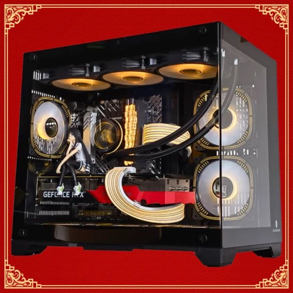 12核8G独显家用多开打金台式电脑主机适合LOL吃鸡游戏组装机黑色