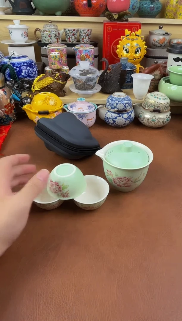 陶瓷茶具摆件旅行套组