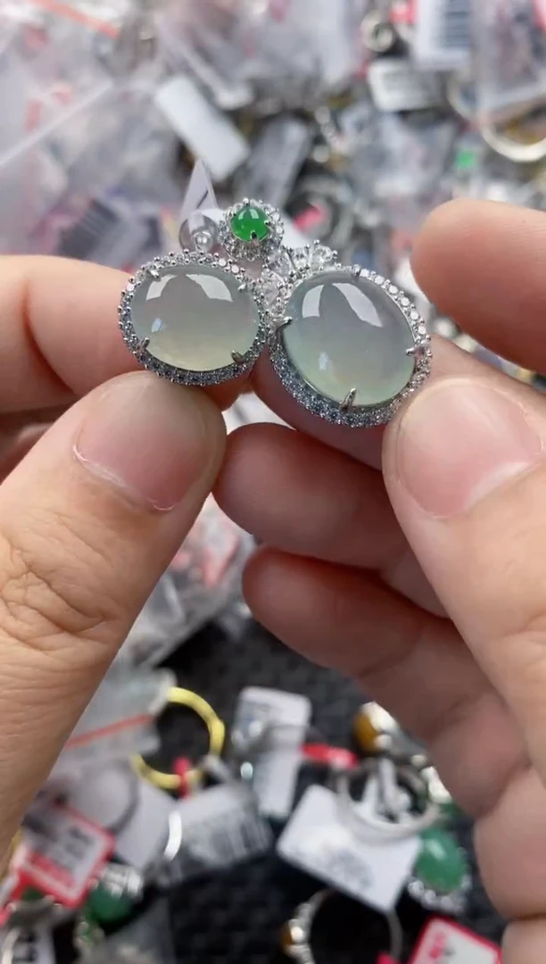 银S925镶嵌戒指翡翠222   1