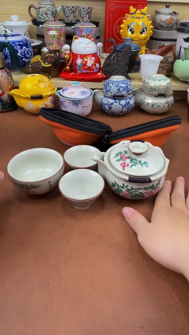 陶瓷茶具摆件旅行套组