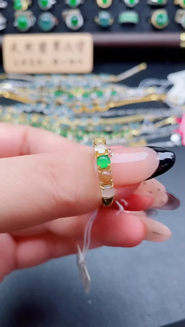 银S925镶嵌戒指翡翠1