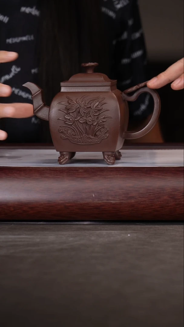 茶壶紫砂唐凤芝/紫泥/万寿青壶/400c