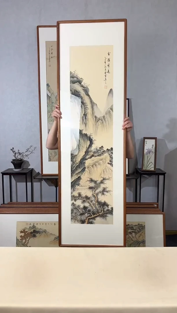 国画手绘*云岭归逸*52*172cm带框发货