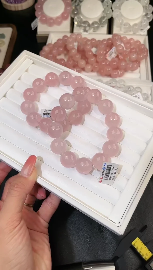 水晶手链未镶嵌多样性发一粉晶18mm