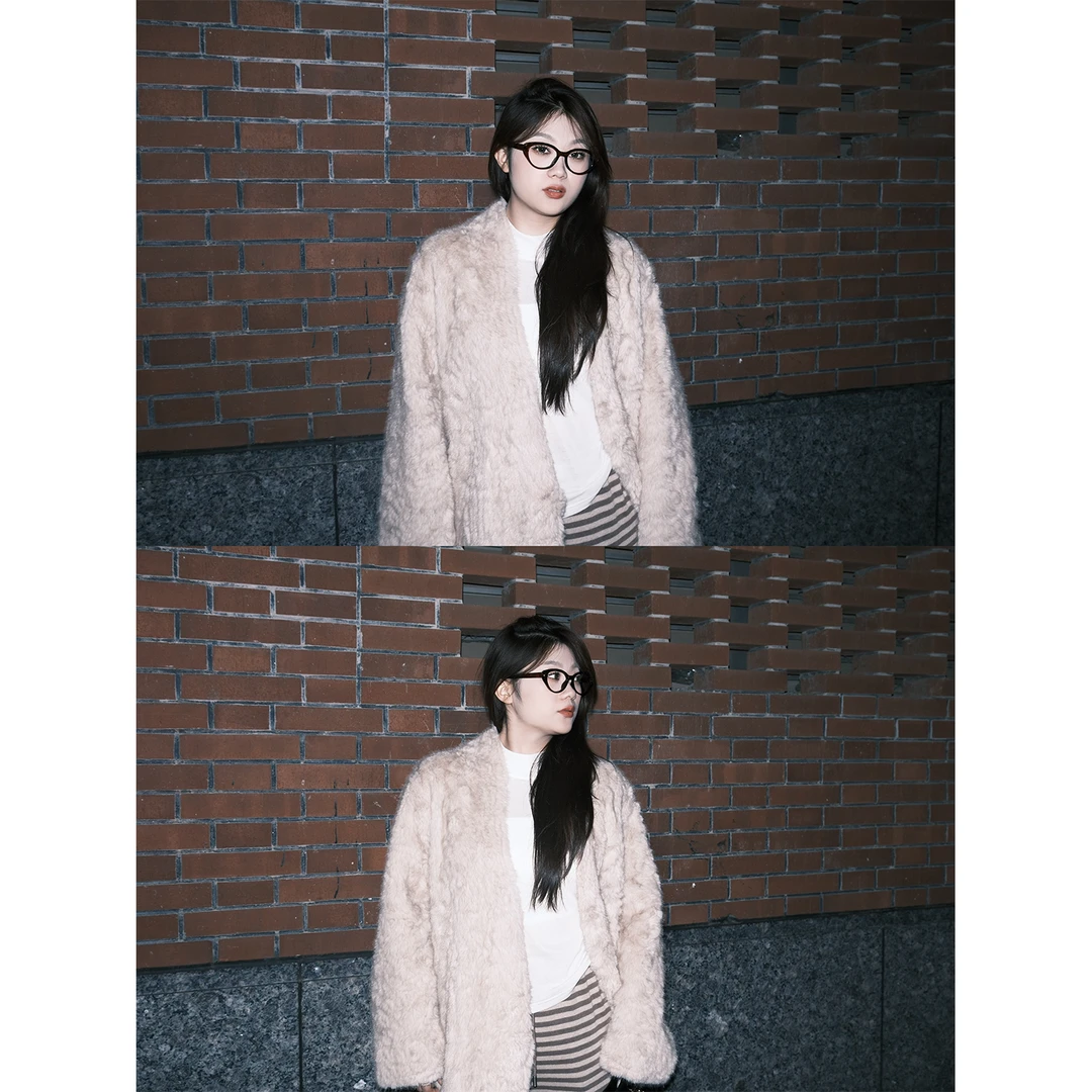 裂渡宣宣【银杏琥珀】微胖大码女冬气质百搭显瘦毛毛外套ZY509R37