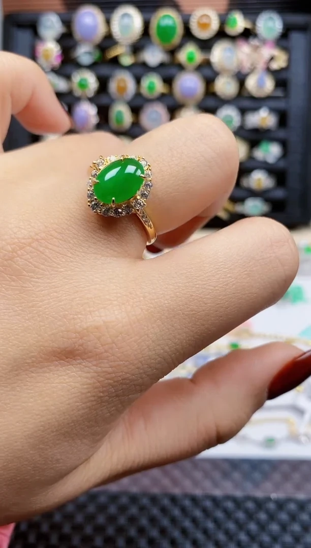 银S925镶嵌戒指翡翠402