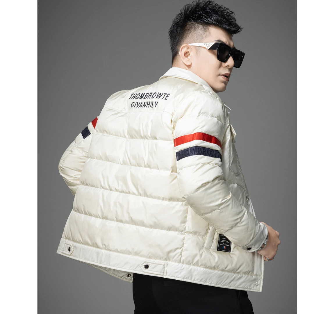维斯克纳轻薄羽绒服男装外套冬季新款痞帅翻领时尚防寒服男士衣服