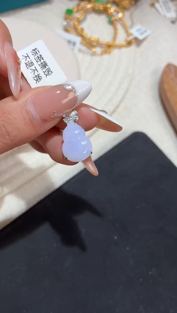 吊坠(不含链)银S925镶嵌翡翠【挽石珠宝】葫芦