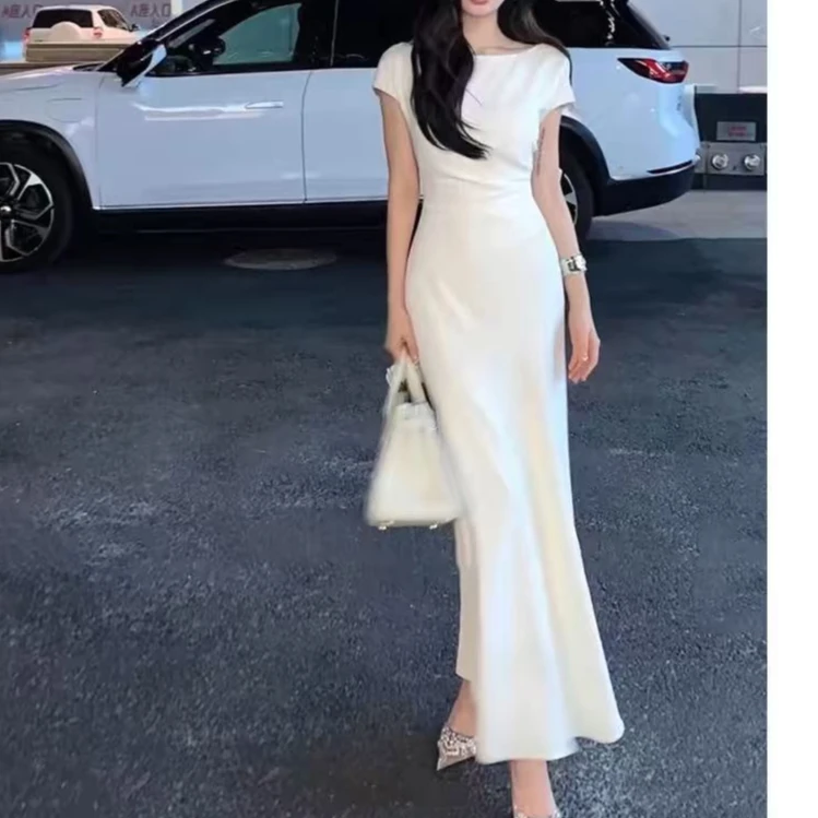 夏季新款高端晚礼服法式漂亮长裙气质白色连衣裙高端大气上档次