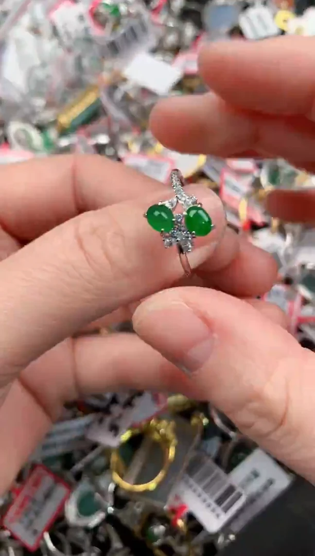 银S925镶嵌戒指翡翠333             6