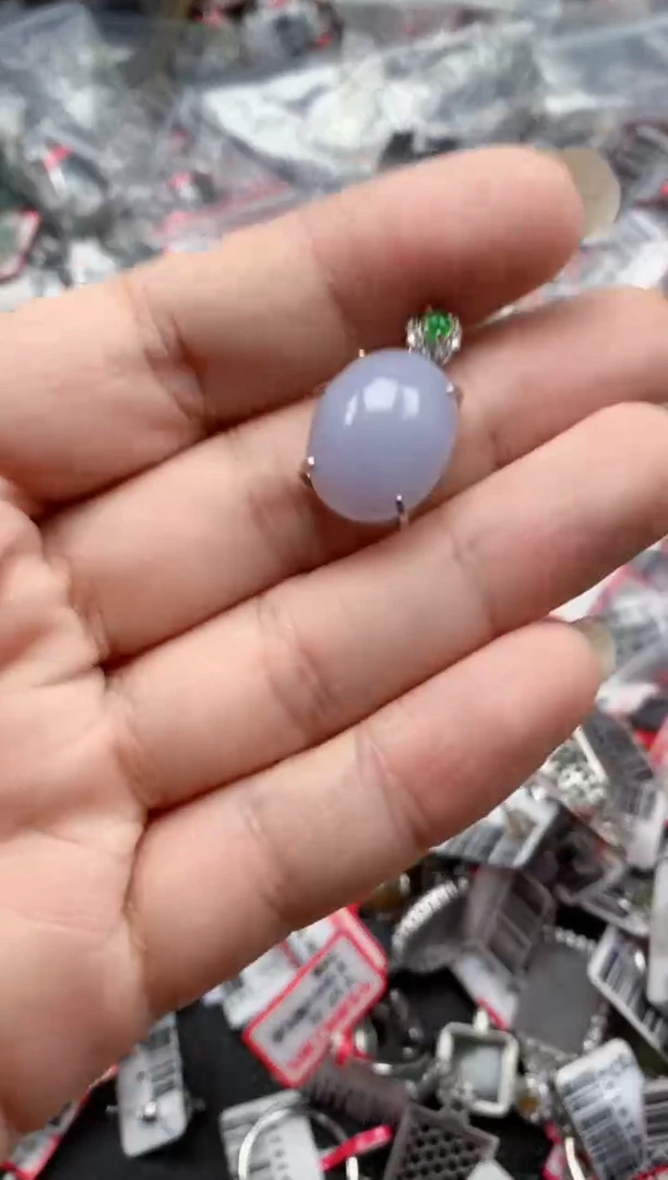 银S925镶嵌戒指翡翠天然A货缅甸翡翠