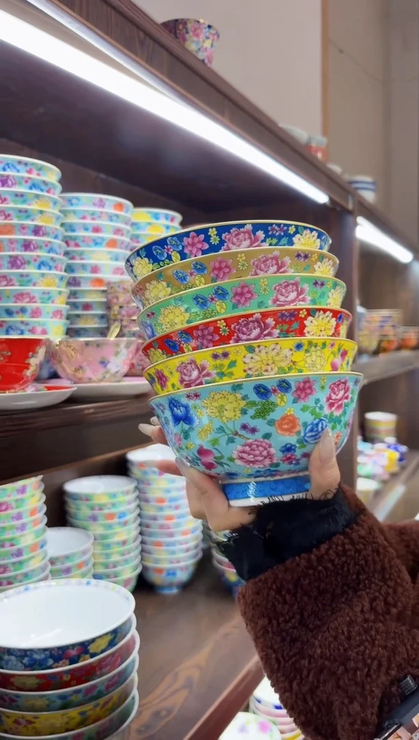 珐琅  6英寸面碗10个景德镇陶瓷