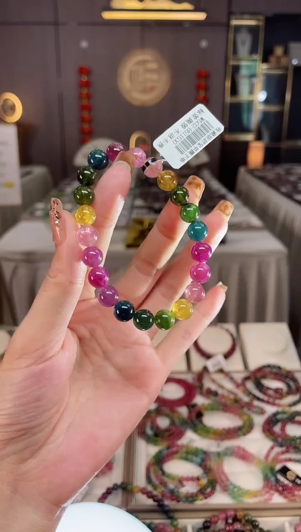 未镶嵌老矿碧玺彩虹单圈手串8mm+碧玺多样性发一条 dan