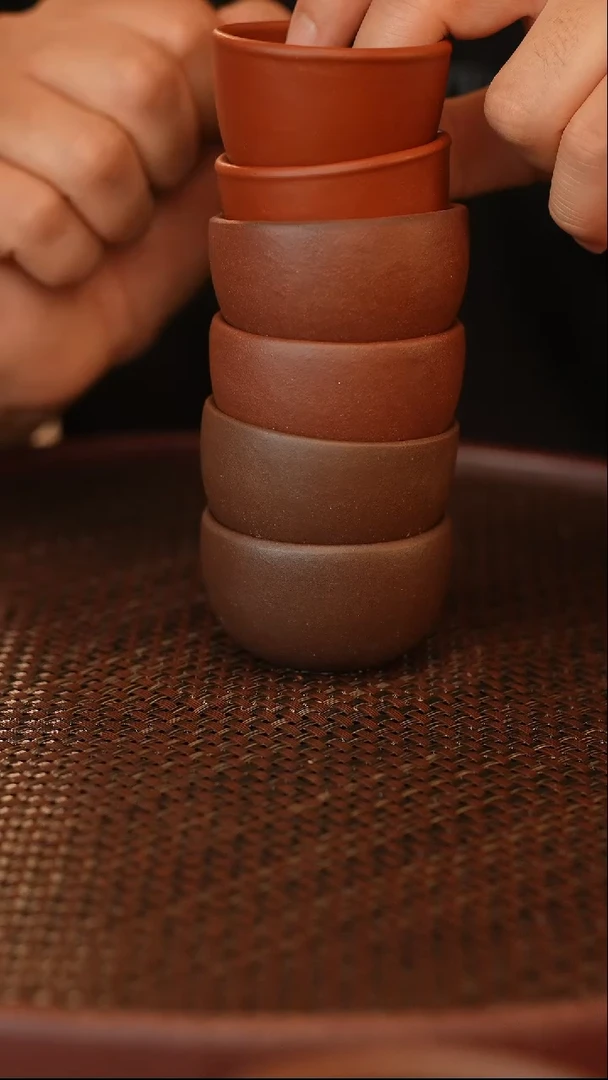 茶壶紫砂六个杯子 俩大红袍口杯 俩紫泥杯子 俩紫杯子