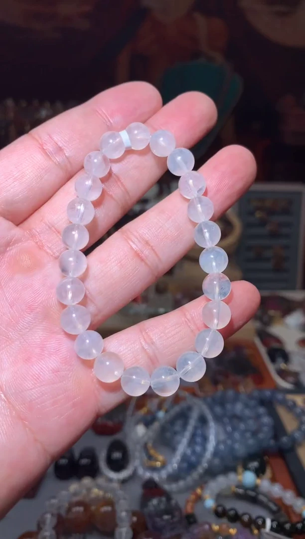 未镶嵌珠宝半成品水晶蓝针手串8mm+