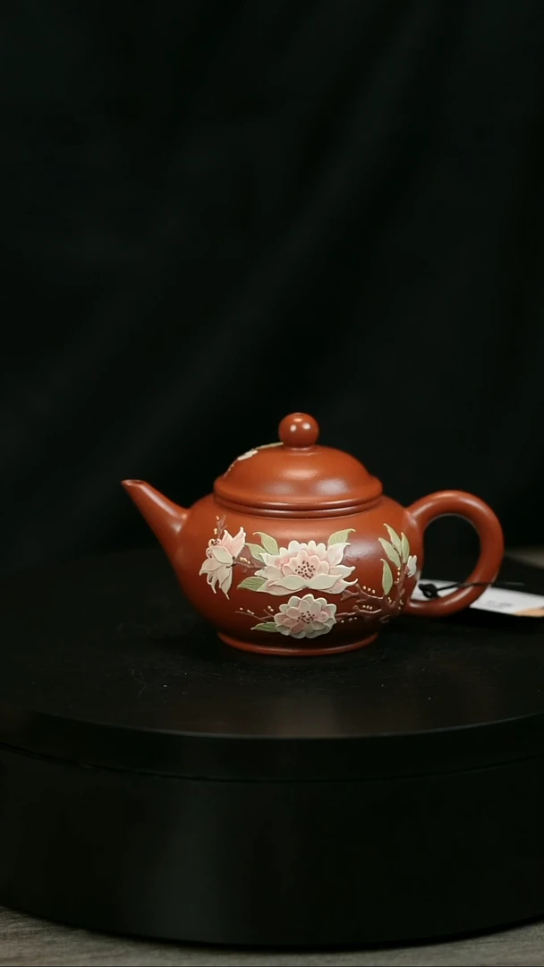 茶壶紫砂?H2217赵翠红牡丹堆绘水平