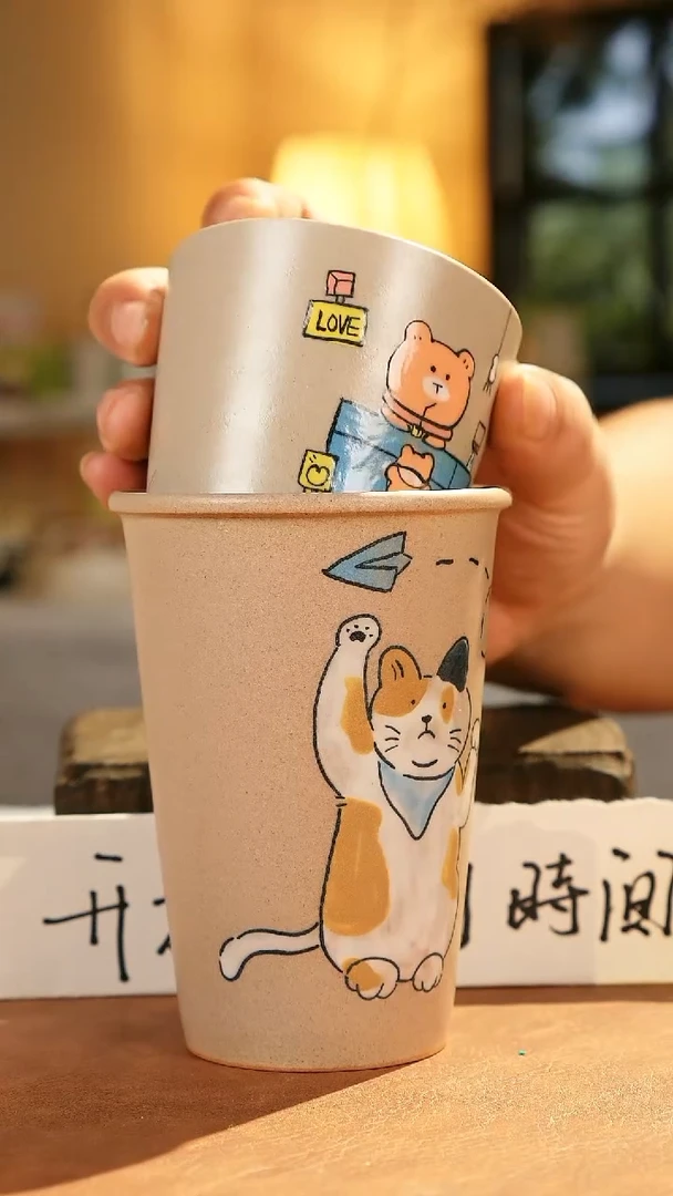 摆件景德镇漫工造器手一对
