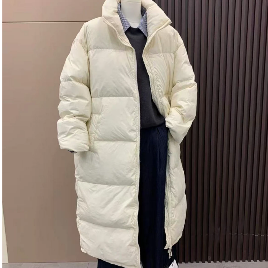 长款棉服女2024新款加厚修身简约气质冬季韩版长外套