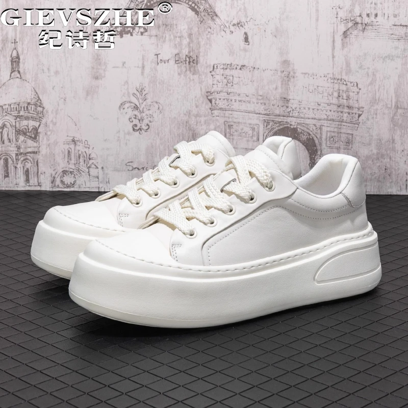 纪诗哲男鞋厚底轻便透气小白鞋百搭时尚运动鞋子男款潮流轻奢板鞋