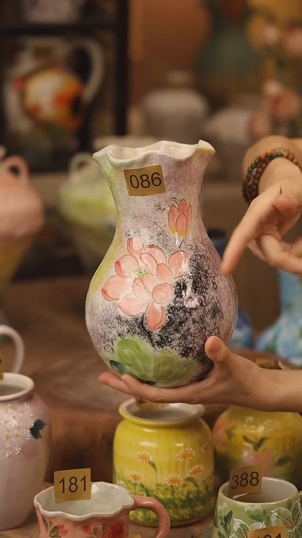 陶瓷086景德镇设计师手作花器摆件侘寂风