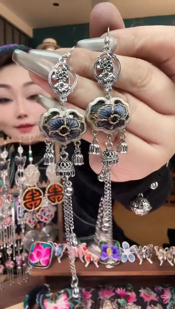 刺绣纯手工民族风刺绣耳环
