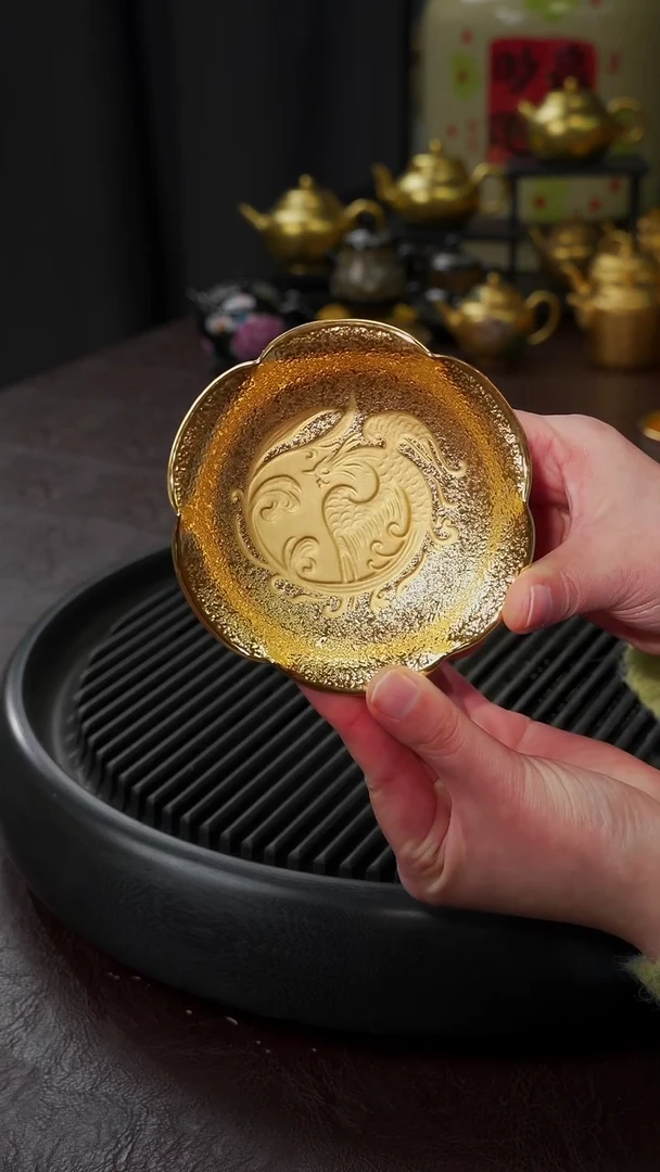 【闪购商品】杯【宜景窑天目釉红釉鎏金系列】杯垫