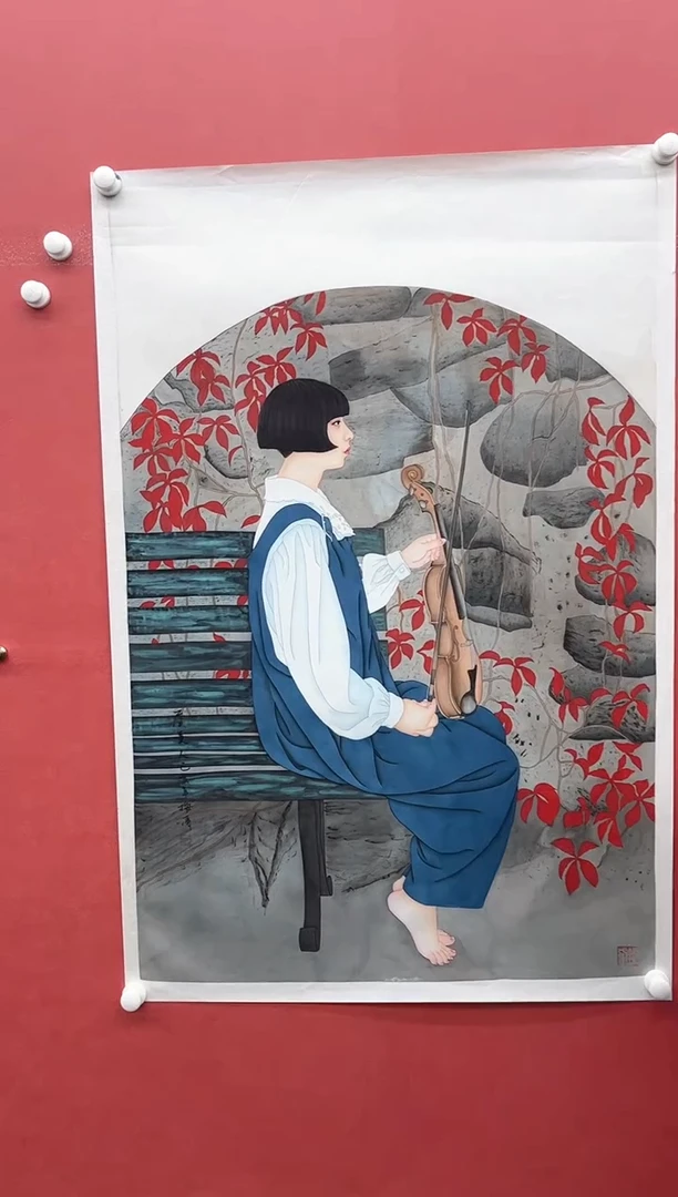 国画梅清-绢本人物