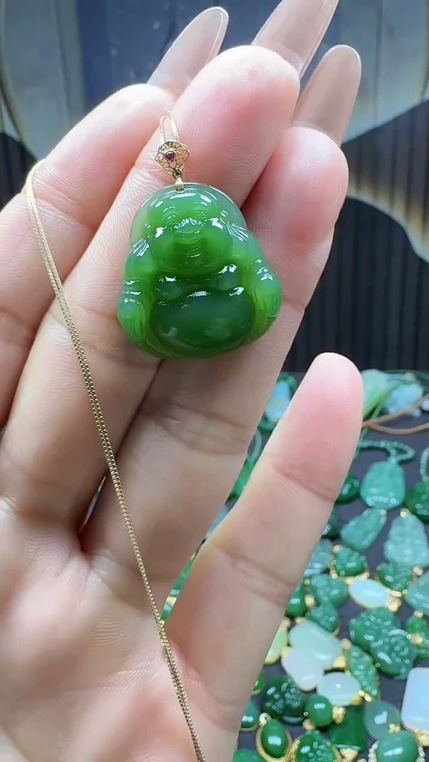 【闪购商品】和田玉吊坠(不含链)18K金镶嵌1