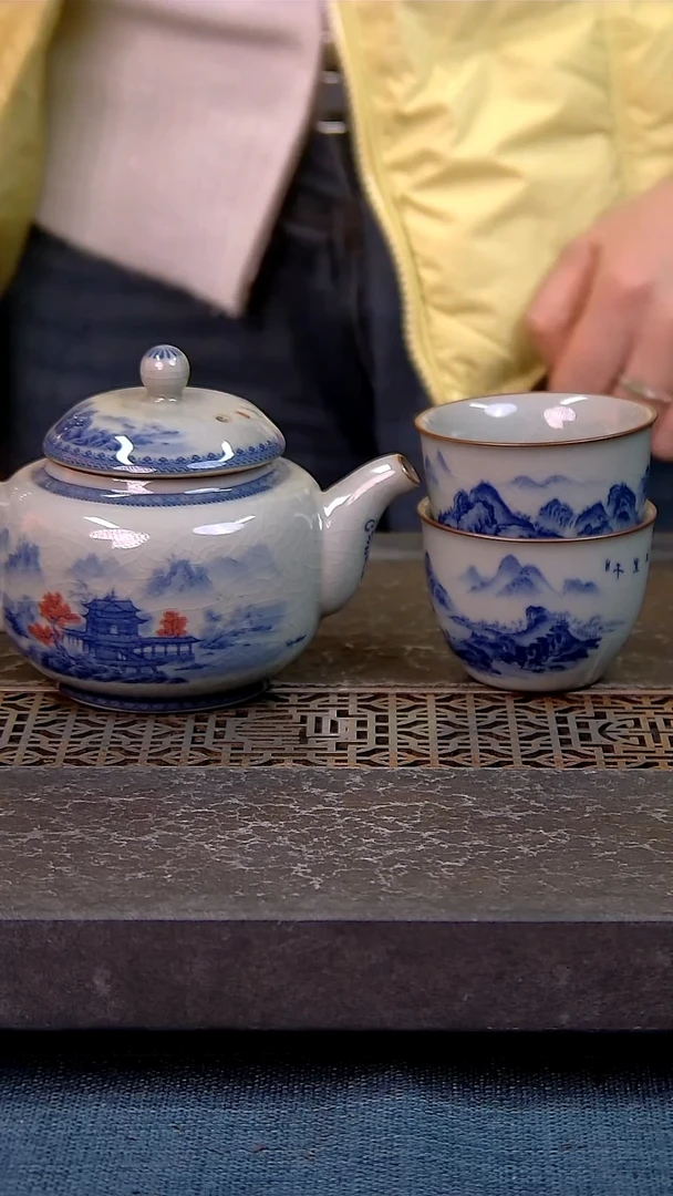 简装家用款3件套 老陶泥开片纹陶瓷茶具