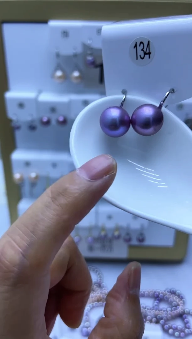 银S925镶嵌耳饰淡水珍珠珍***滚134