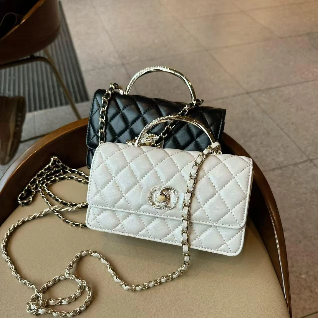 超火新款Christal&Moore正品钻石手柄斜挎包风琴包