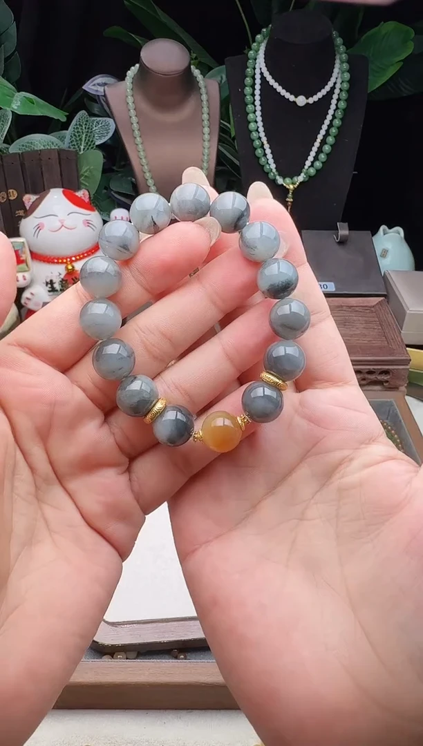 未镶嵌手链和田玉精品12m若羌青花手串