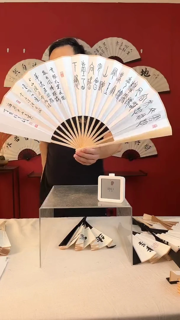 书法Z**n随遇而安书法扇子