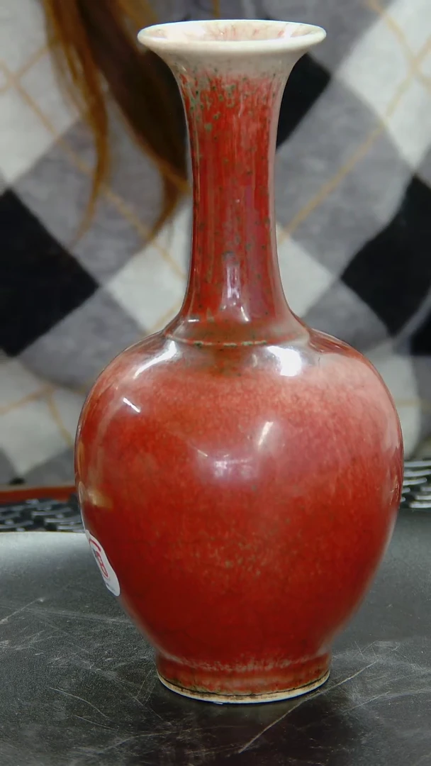 瓶豇豆红釉长径瓶#1368#