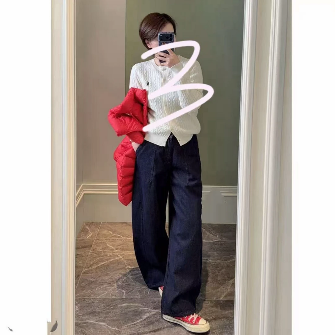 SU【595】毛 花67 愫玥  原牛加厚绒弯刀牛仔裤2025冬季新款普洗蓝