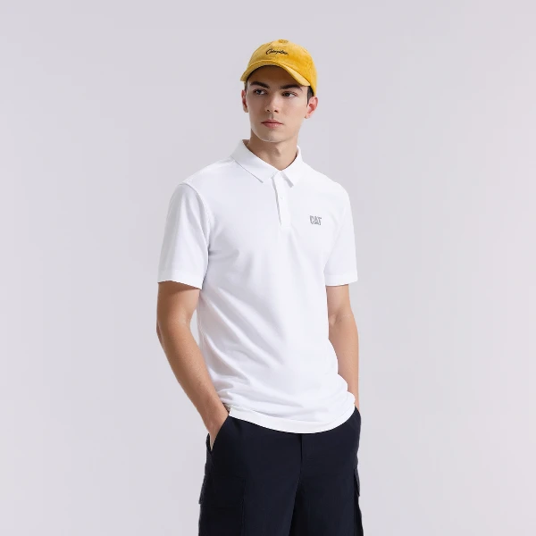 CAT卡特凉感短袖翻领T恤透气通勤弹性休闲男士修身速干S W6648