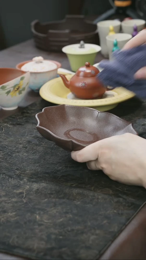 茶杯紫砂九隐茶器紫砂菱花壶承