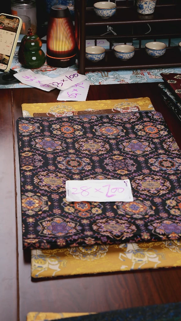 【天青宝相花紫单面】中国风干泡织锦茶席28*200