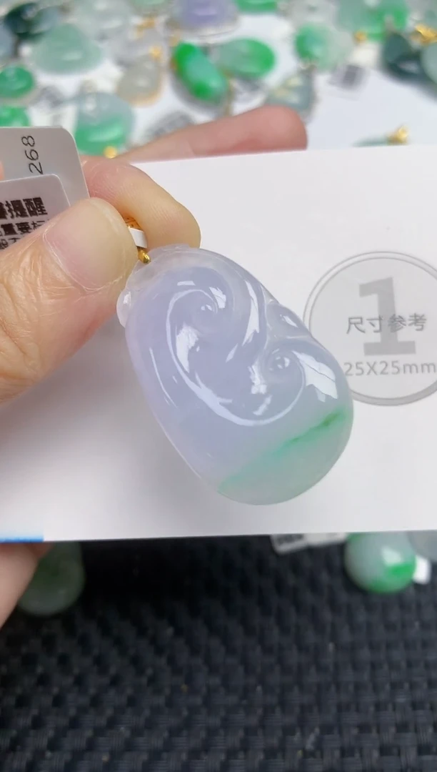 颈饰18K金镶嵌翡翠天然缅甸A货翡翠百元以上9元证书费自理