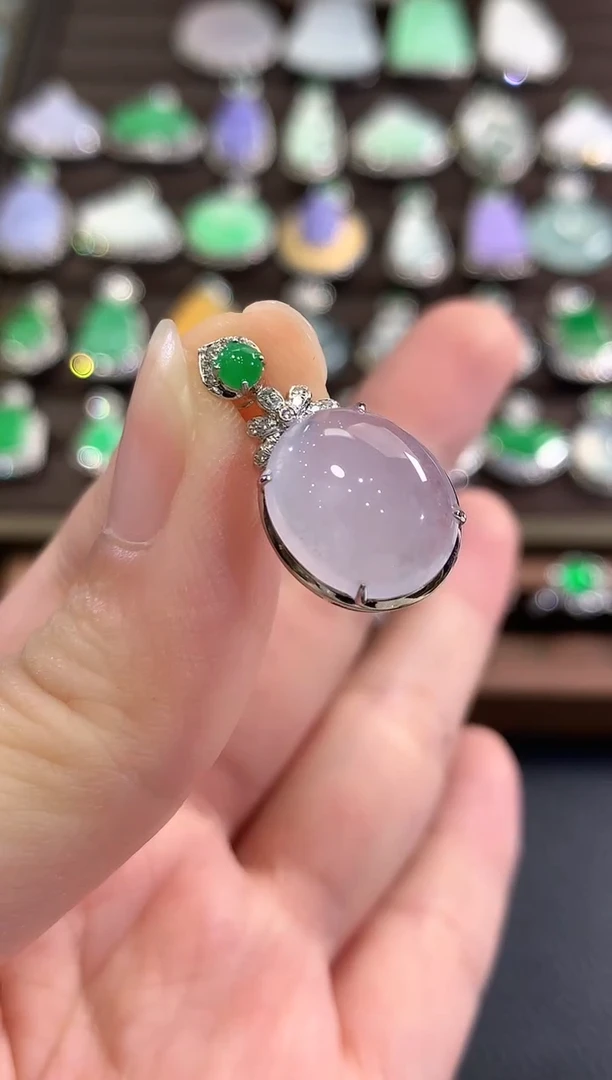 吊坠(不含链)18K金镶嵌翡翠b58