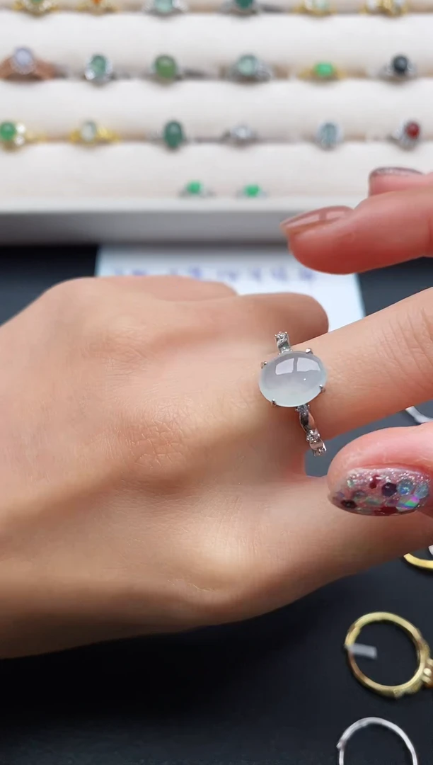 银S925镶嵌戒指翡翠55555555+1