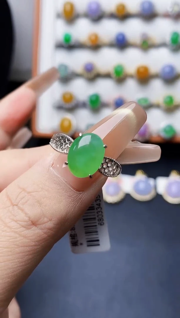 银S925镶嵌戒指翡翠1100