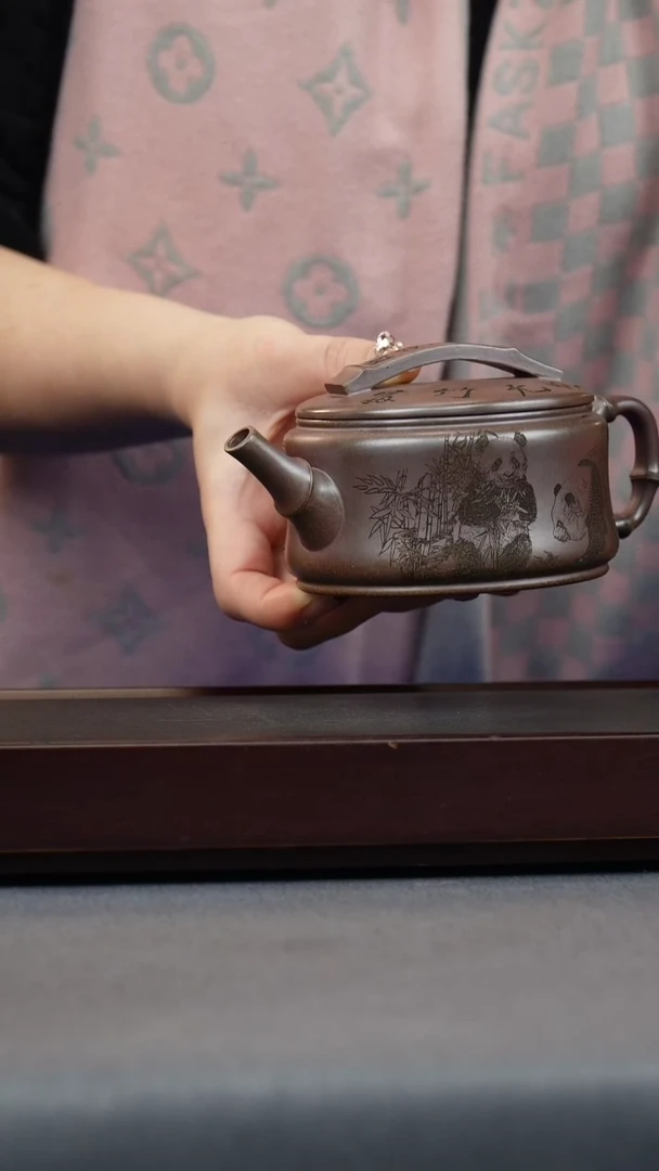 【闪购商品】紫砂茶壶龙骨金沙 竹节熊猫汉瓦